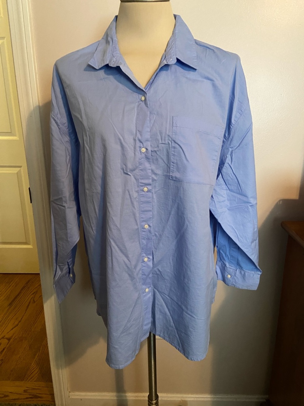 Old Navy Boyfriend Fit Sky Blue Button-Front Dress Shirt XL